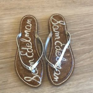 Sam Edelman silver flip flops